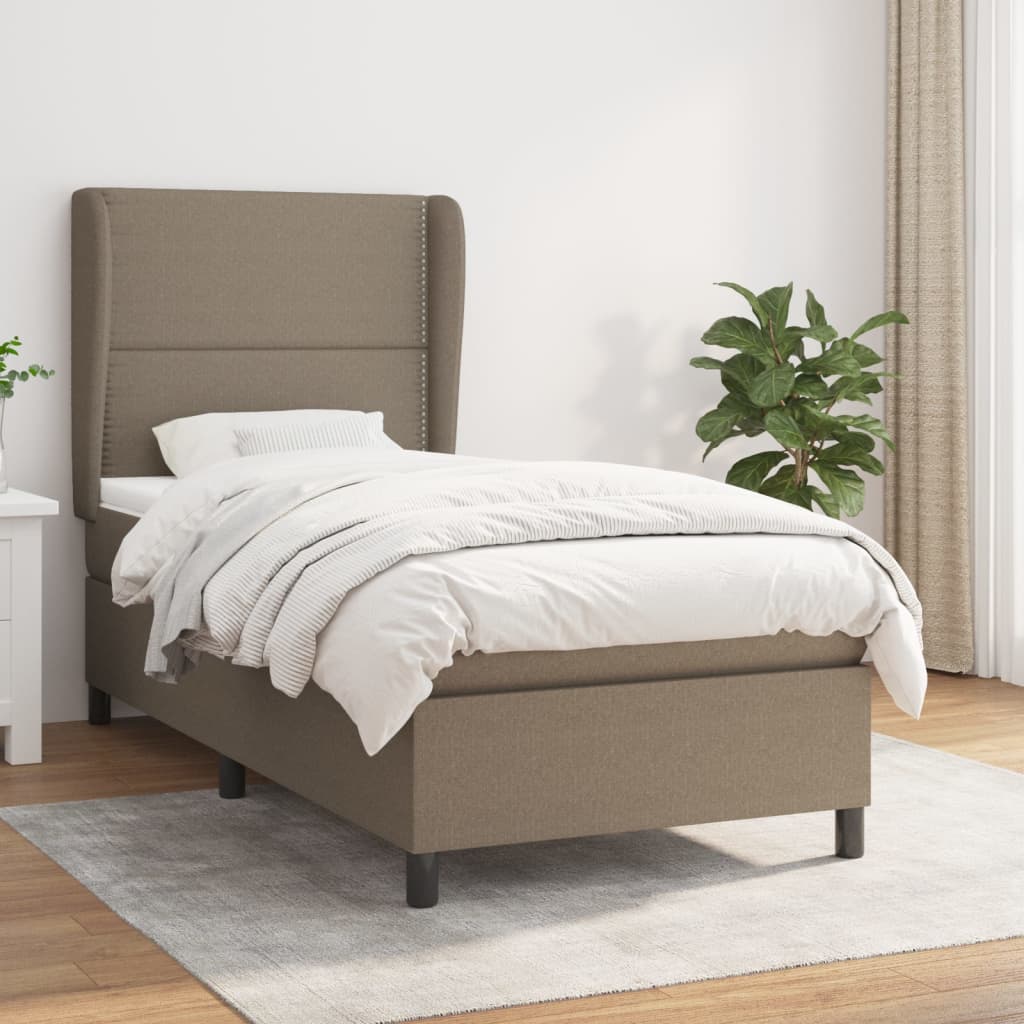Boxspring met matras stof taupe 90x200 cm is nu te koop bij PeponiXL, paradijselijk wonen!