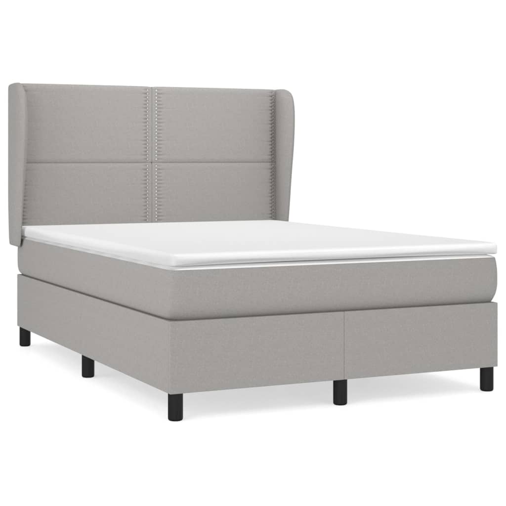 Boxspring met matras stof lichtgrijs 140x200 cm is nu te koop bij PeponiXL, paradijselijk wonen!