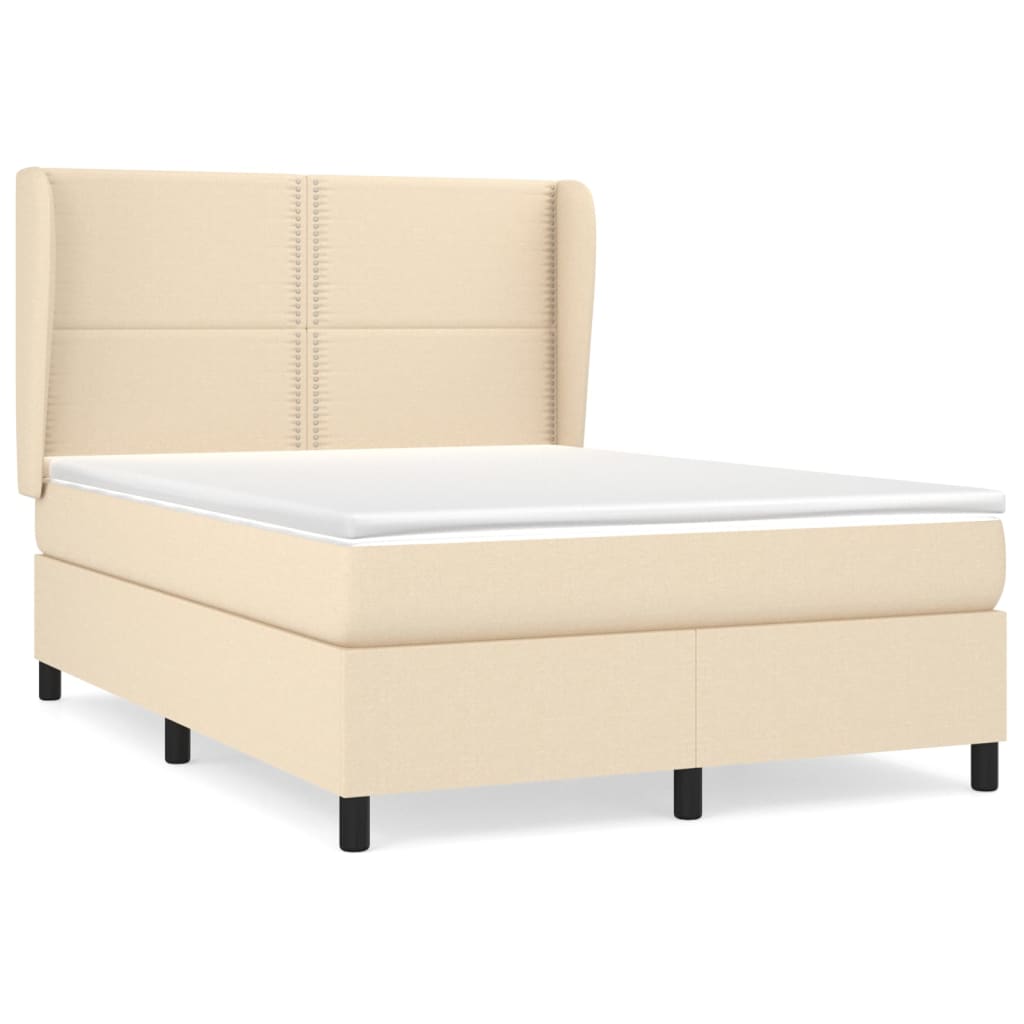 Boxspring met matras stof crèmekleurig 140x200 cm is nu te koop bij PeponiXL, paradijselijk wonen!