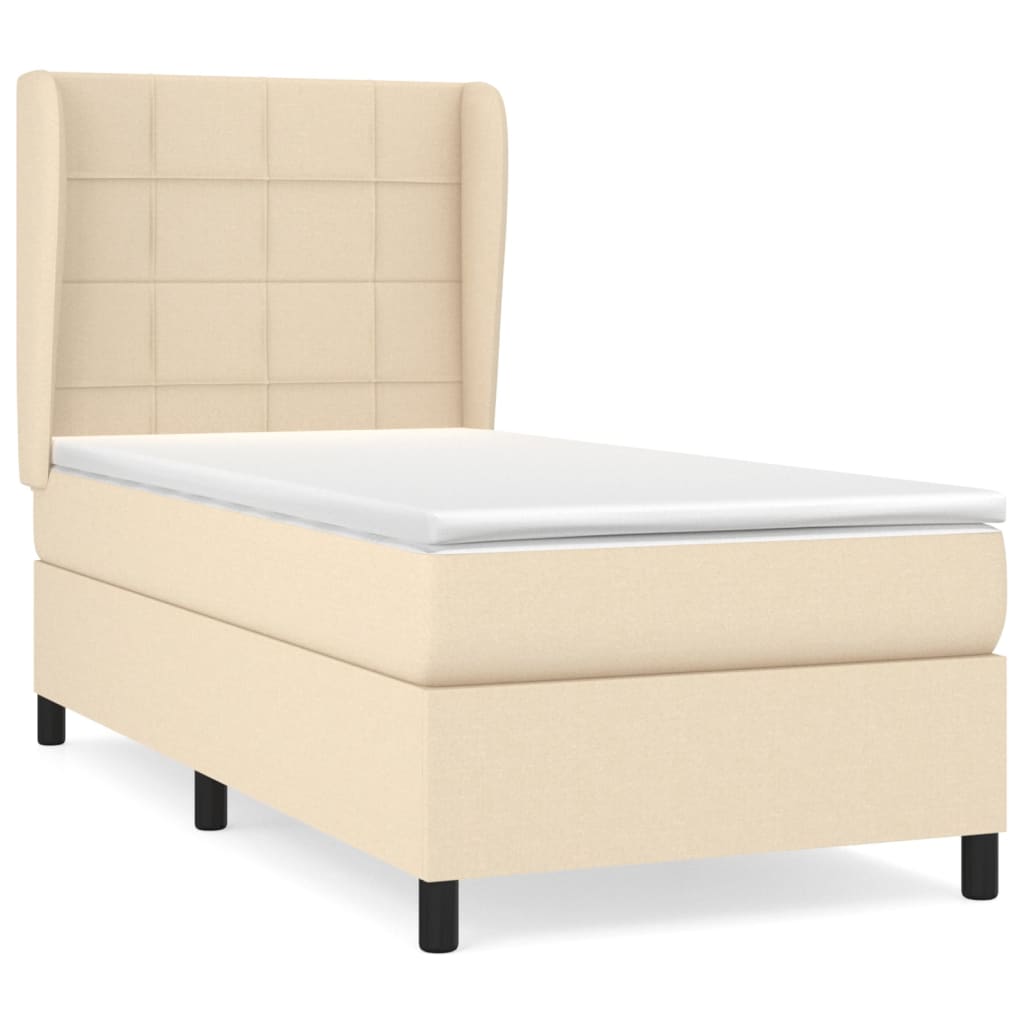 Boxspring met matras stof crèmekleurig 80x200 cm is nu te koop bij PeponiXL, paradijselijk wonen!