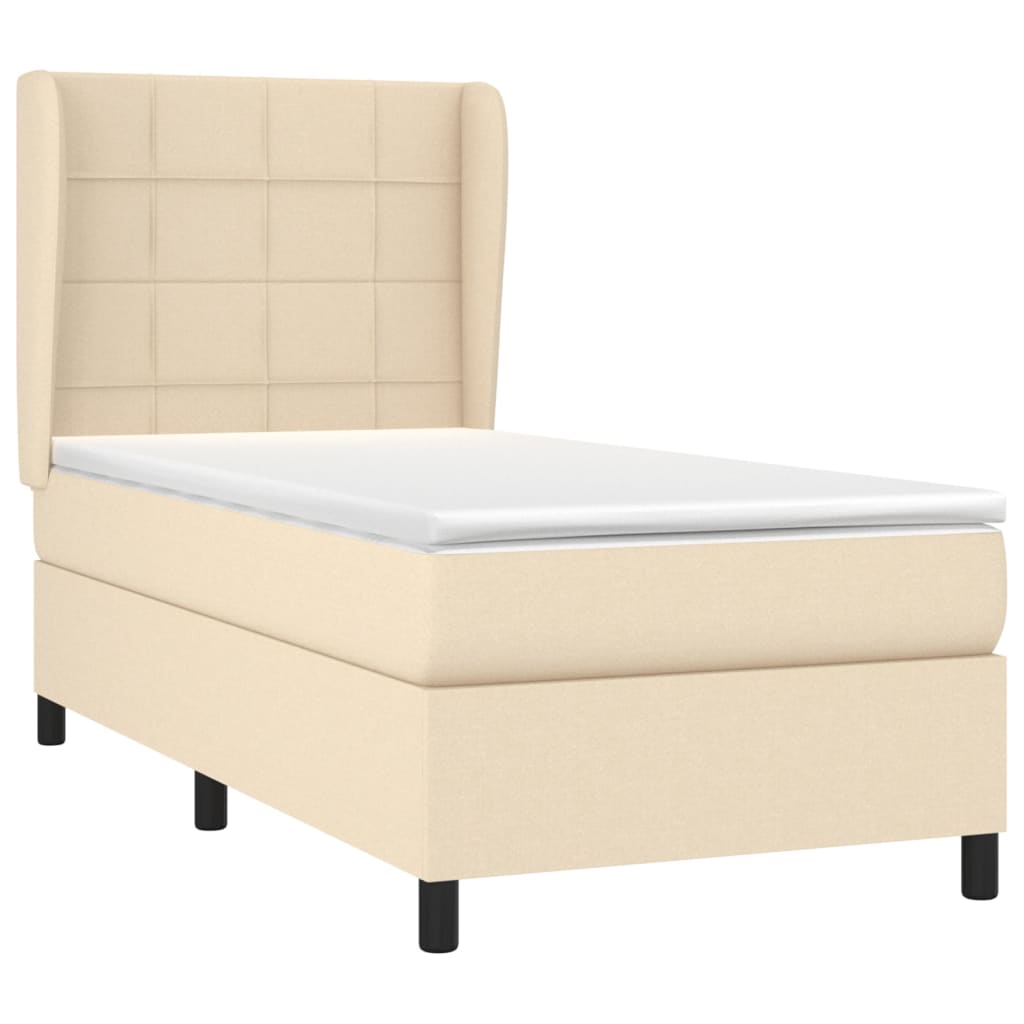 Boxspring met matras stof crèmekleurig 80x200 cm is nu te koop bij PeponiXL, paradijselijk wonen!