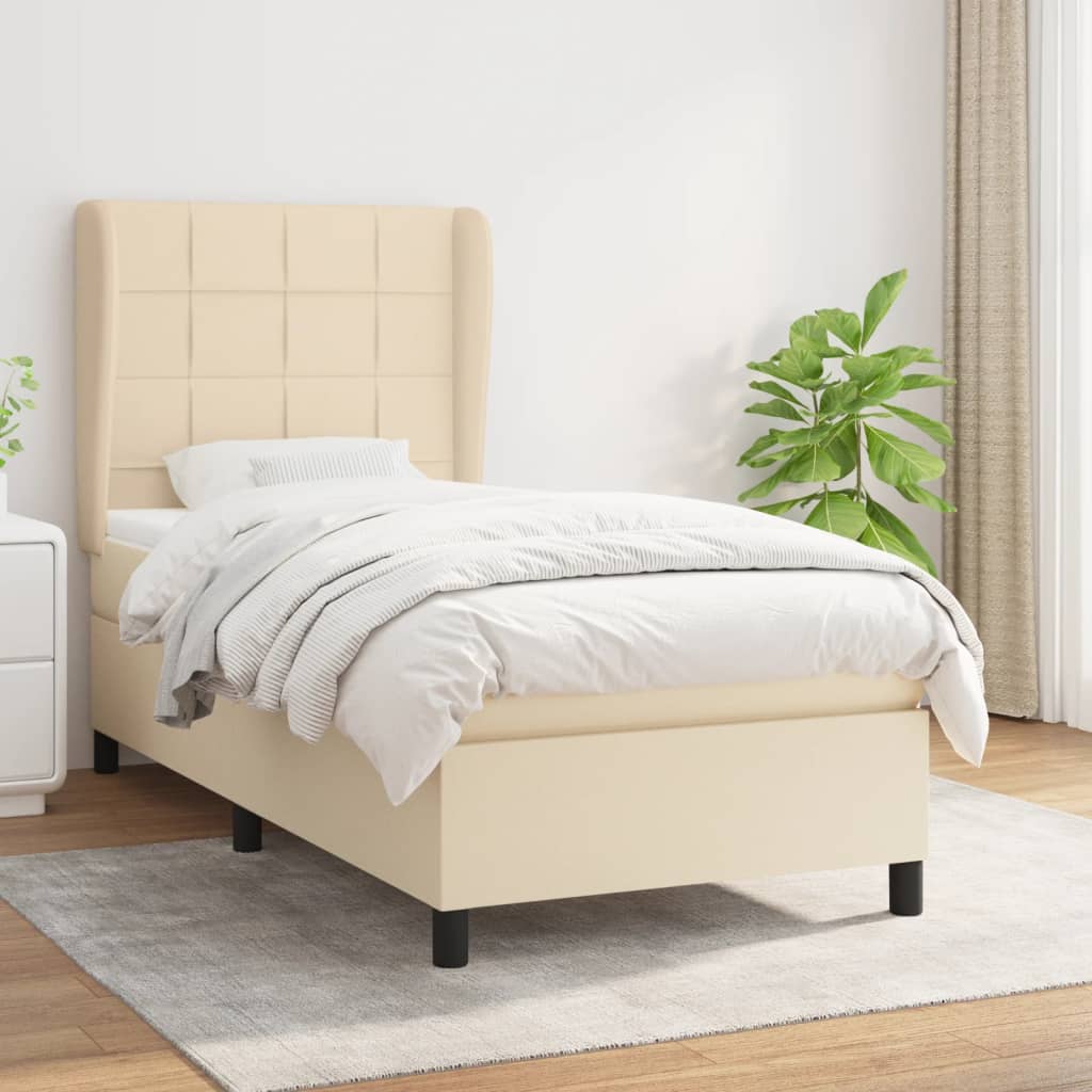Boxspring met matras stof crèmekleurig 80x200 cm is nu te koop bij PeponiXL, paradijselijk wonen!