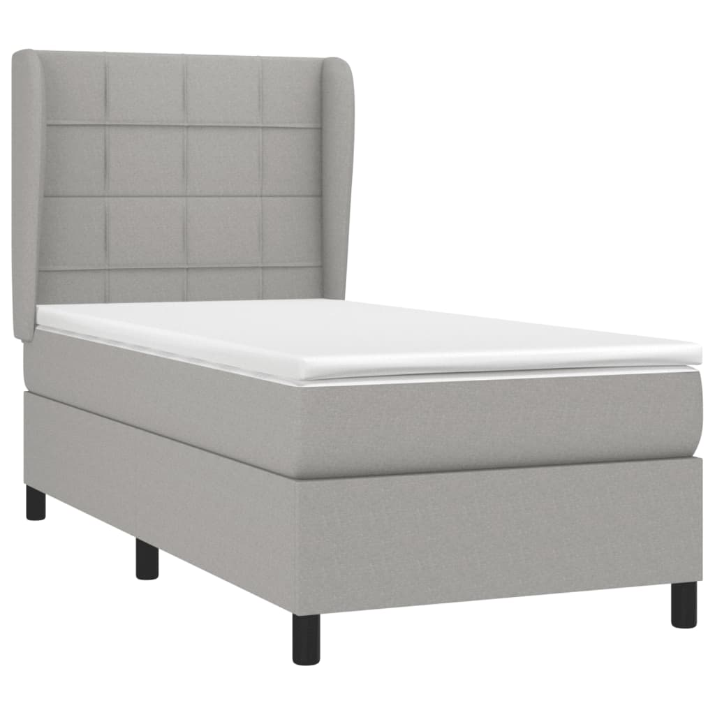 Boxspring met matras stof lichtgrijs 90x200 cm is nu te koop bij PeponiXL, paradijselijk wonen!