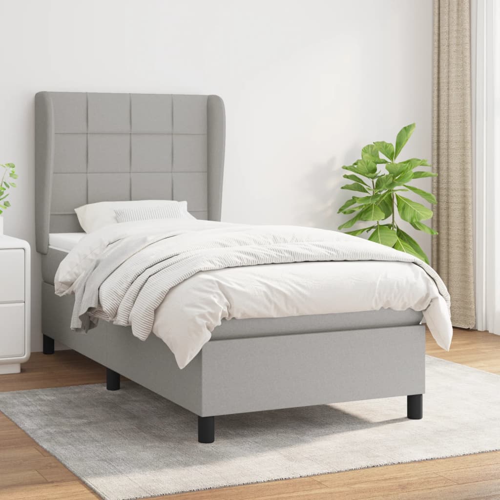 Boxspring met matras stof lichtgrijs 90x200 cm is nu te koop bij PeponiXL, paradijselijk wonen!