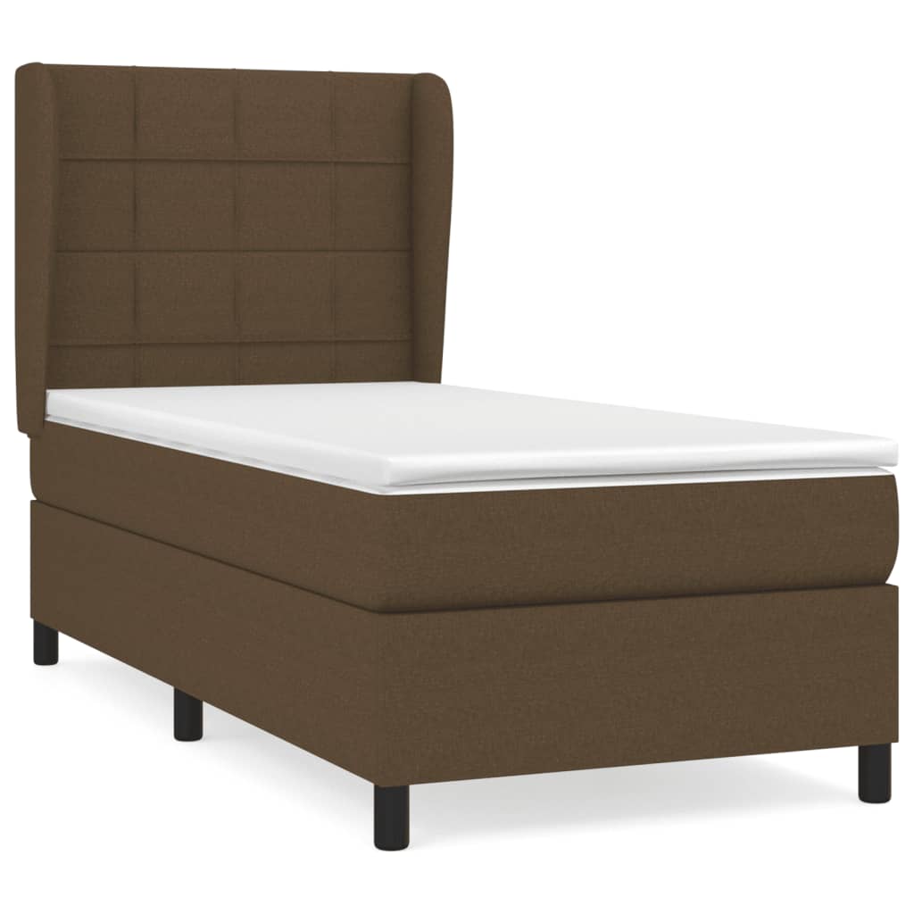 Boxspring met matras stof donkerbruin 90x200 cm is nu te koop bij PeponiXL, paradijselijk wonen!