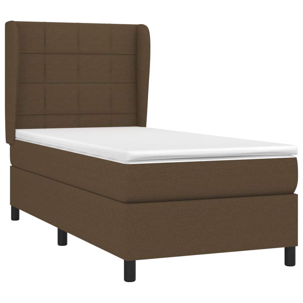 Boxspring met matras stof donkerbruin 90x200 cm is nu te koop bij PeponiXL, paradijselijk wonen!