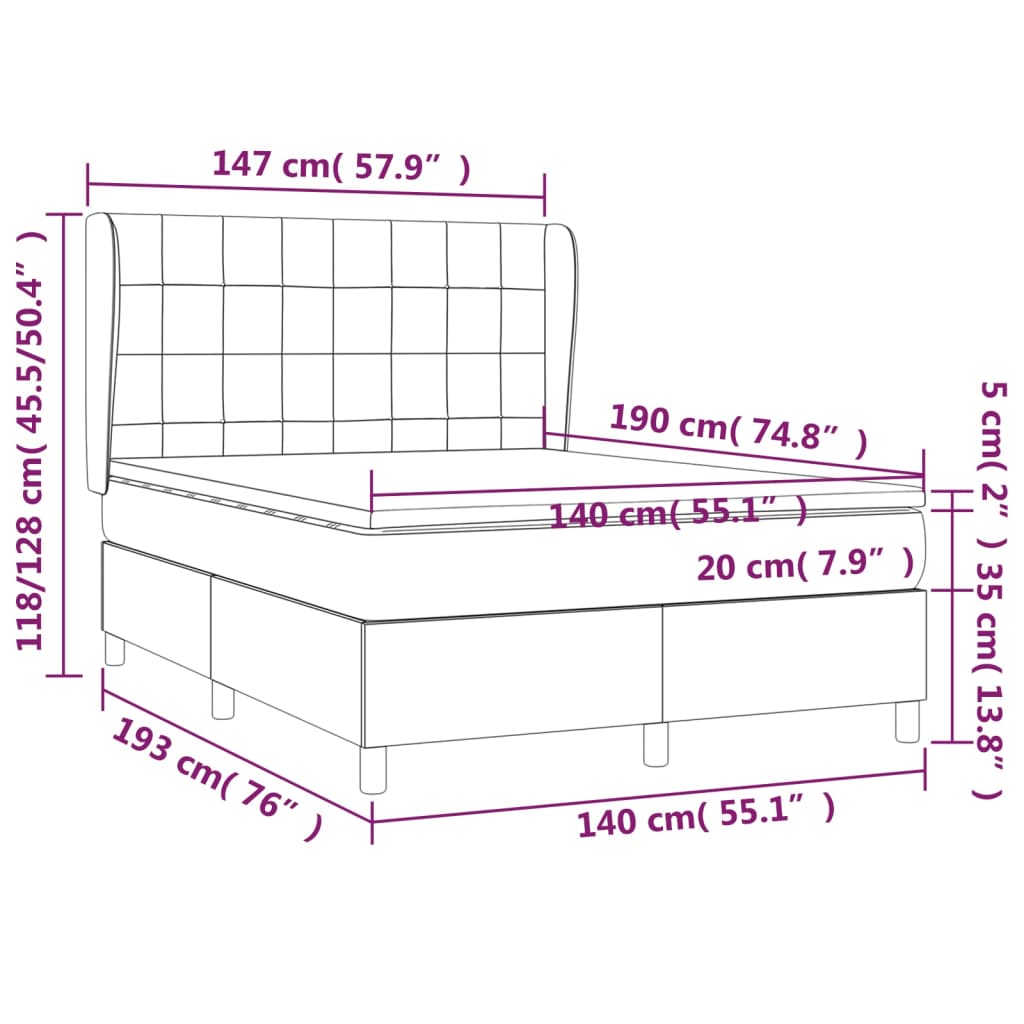 Boxspring met matras stof donkergrijs 140x190 cm is nu te koop bij PeponiXL, paradijselijk wonen!