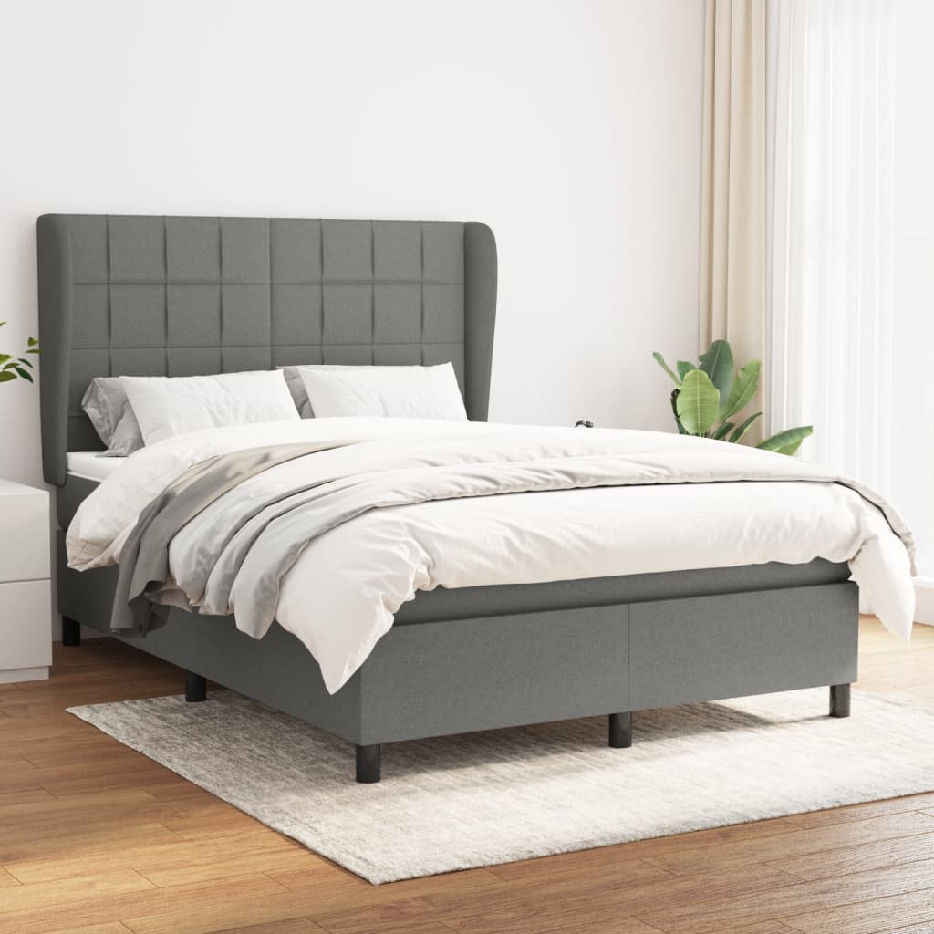Boxspring met matras stof donkergrijs 140x190 cm is nu te koop bij PeponiXL, paradijselijk wonen!