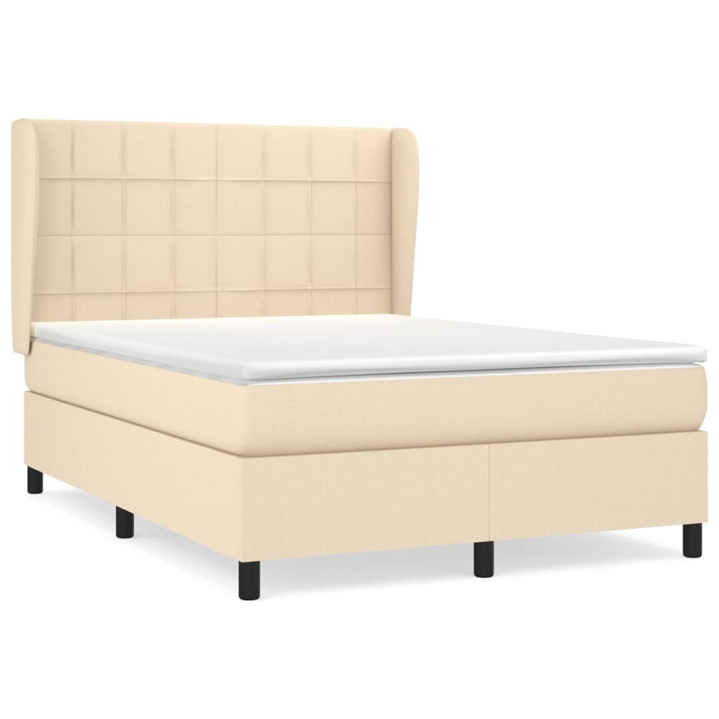 Boxspring met matras stof crèmekleurig 140x200 cm is nu te koop bij PeponiXL, paradijselijk wonen!