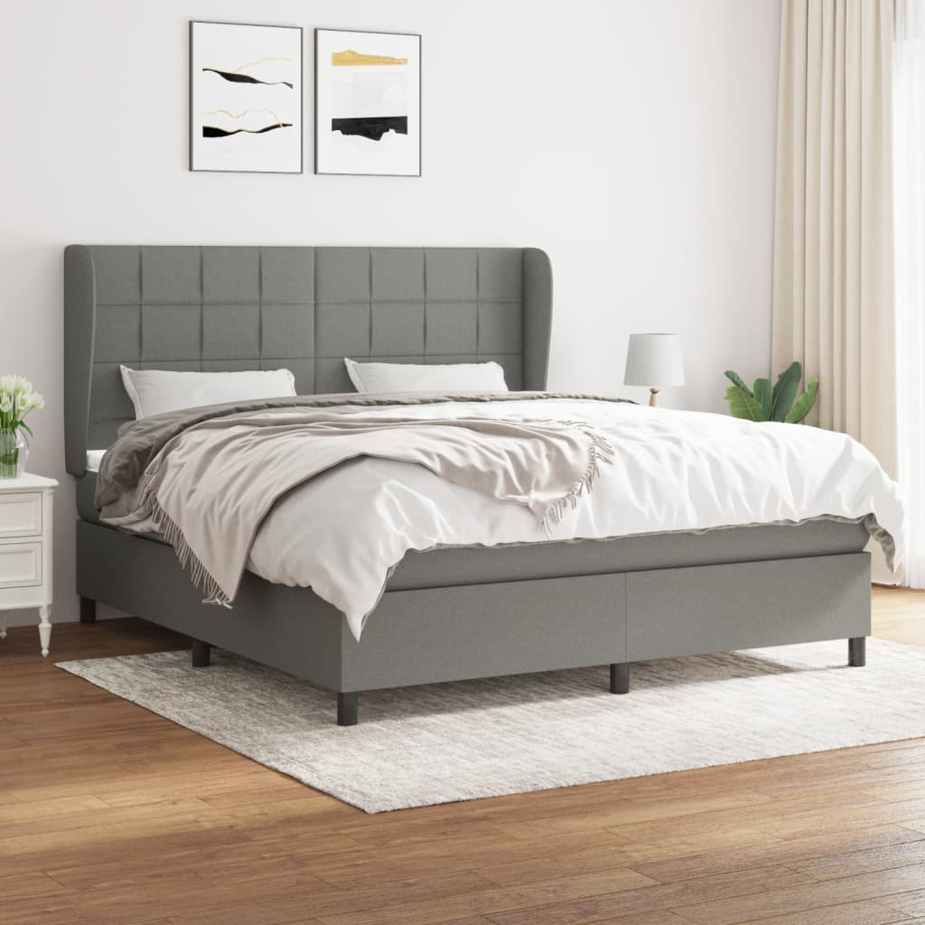 Boxspring met matras stof donkergrijs 160x200 cm is nu te koop bij PeponiXL, paradijselijk wonen!
