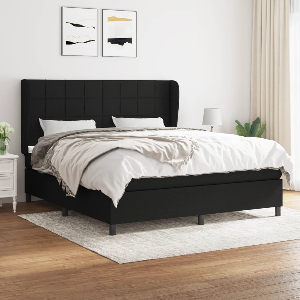 Boxspring met matras stof zwart 160x200 cm is nu te koop bij PeponiXL, paradijselijk wonen!