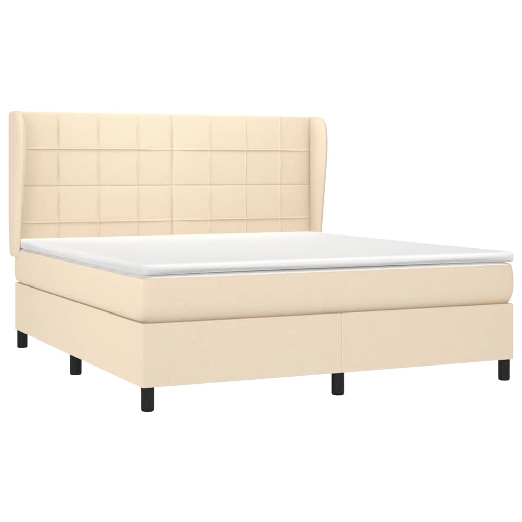 Boxspring met matras stof crèmekleurig 160x200 cm is nu te koop bij PeponiXL, paradijselijk wonen!