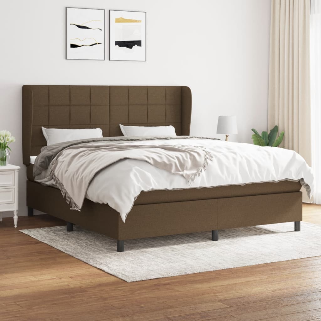 Boxspring met matras stof donkerbruin 180x200 cm