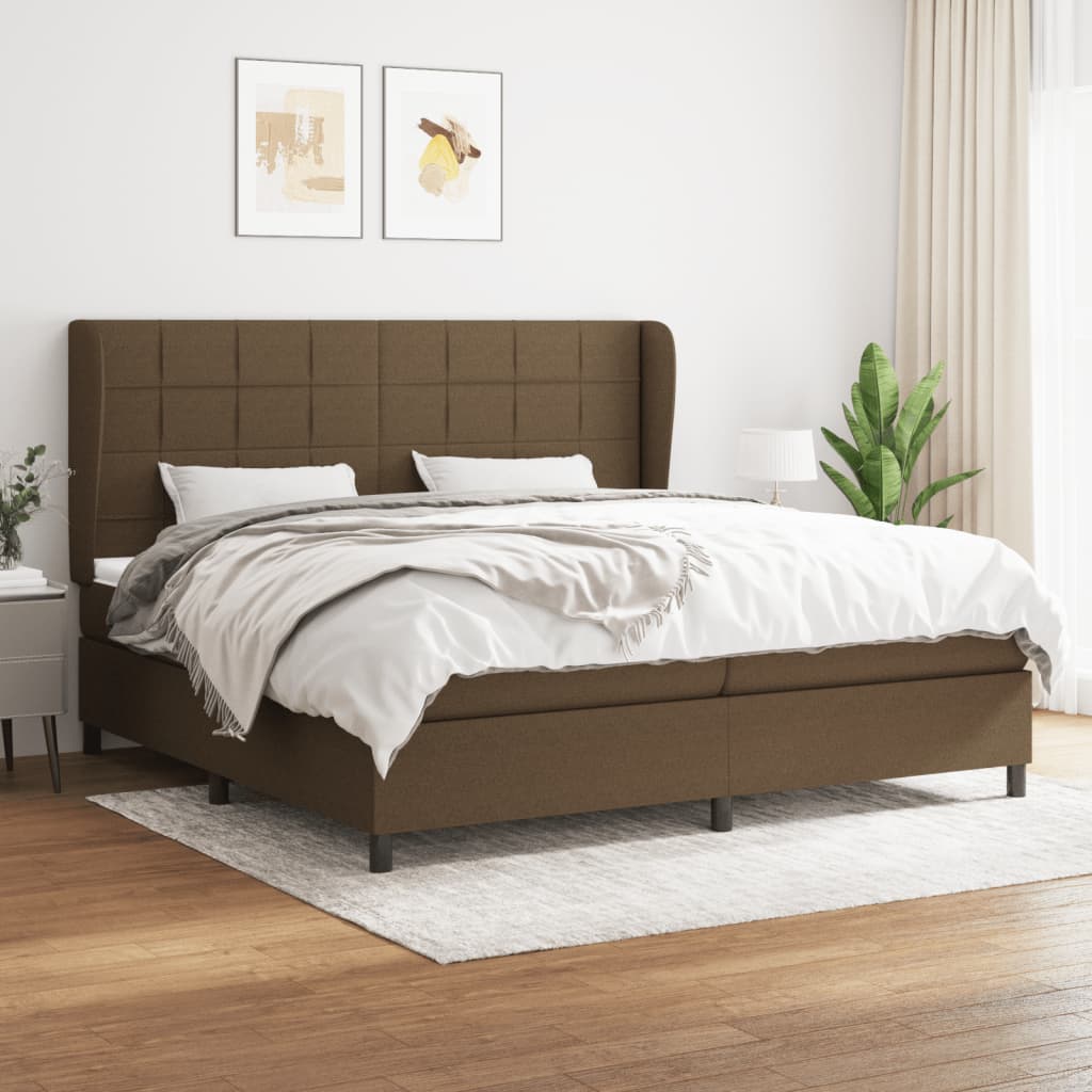 Boxspring met matras stof donkerbruin 200x200 cm is nu te koop bij PeponiXL, paradijselijk wonen!