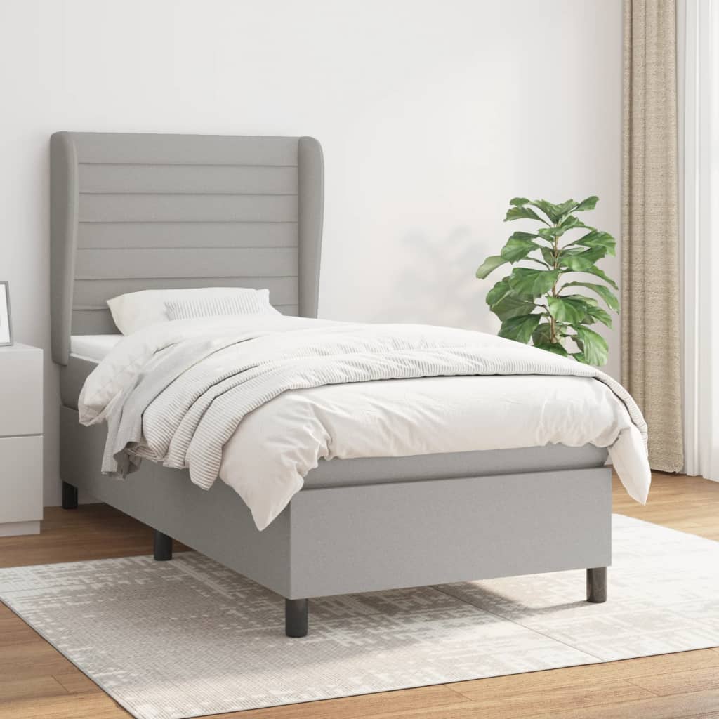 Boxspring met matras stof lichtgrijs 80x200 cm is nu te koop bij PeponiXL, paradijselijk wonen!