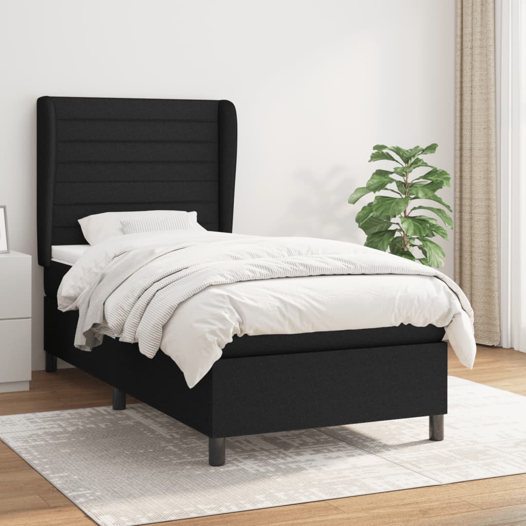 Boxspring met matras stof zwart 80x200 cm is nu te koop bij PeponiXL, paradijselijk wonen!