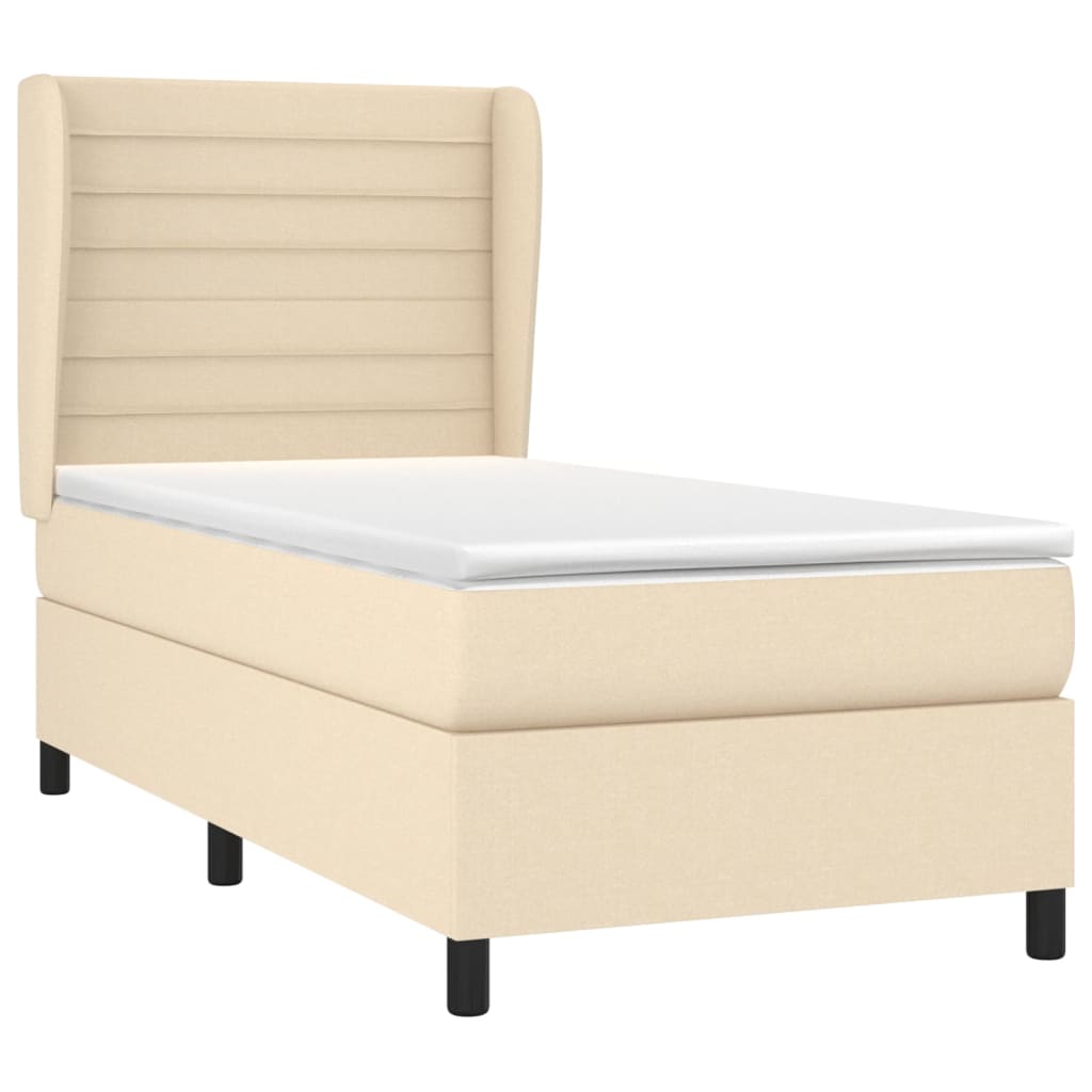 Boxspring met matras stof crèmekleurig 80x200 cm is nu te koop bij PeponiXL, paradijselijk wonen!