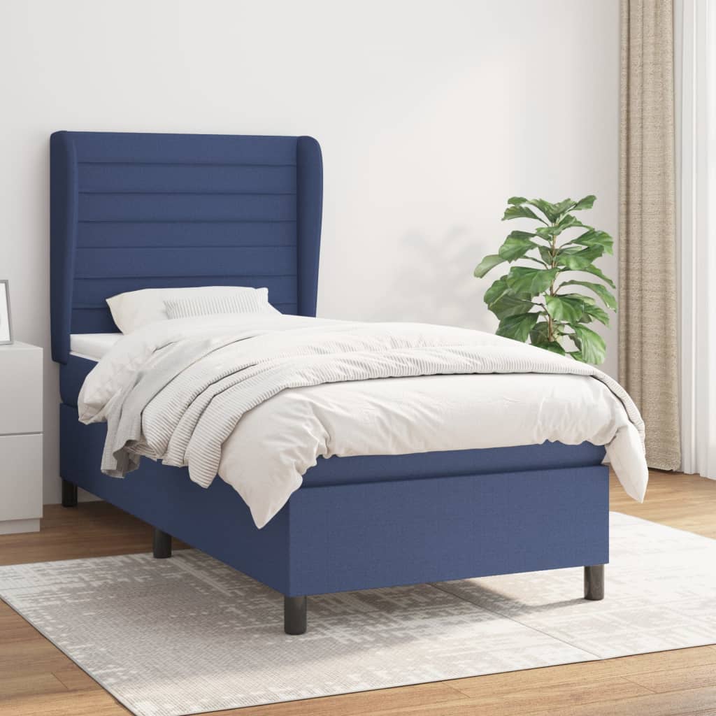 Boxspring met matras stof blauw 80x200 cm