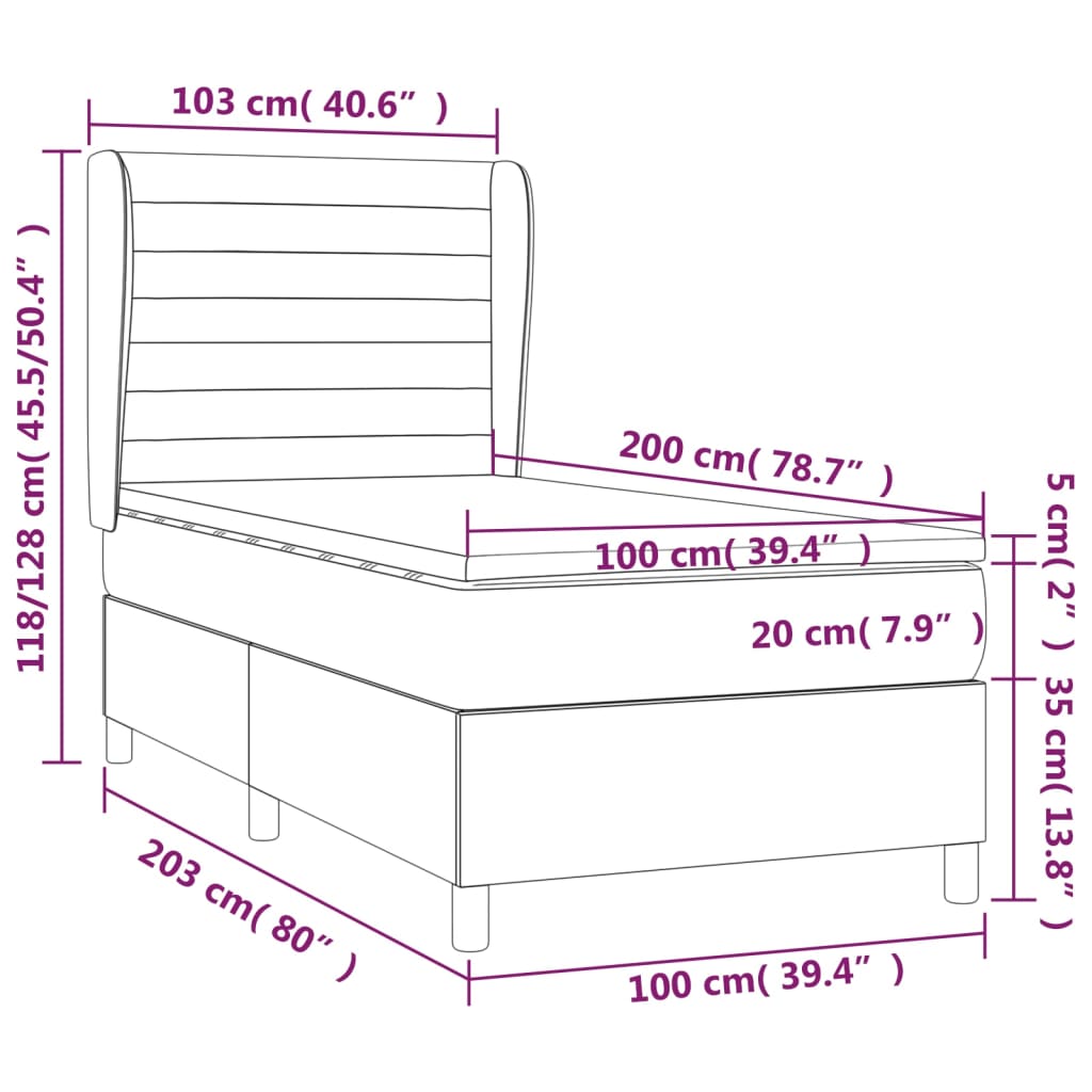 Boxspring met matras stof zwart 100x200 cm is nu te koop bij PeponiXL, paradijselijk wonen!