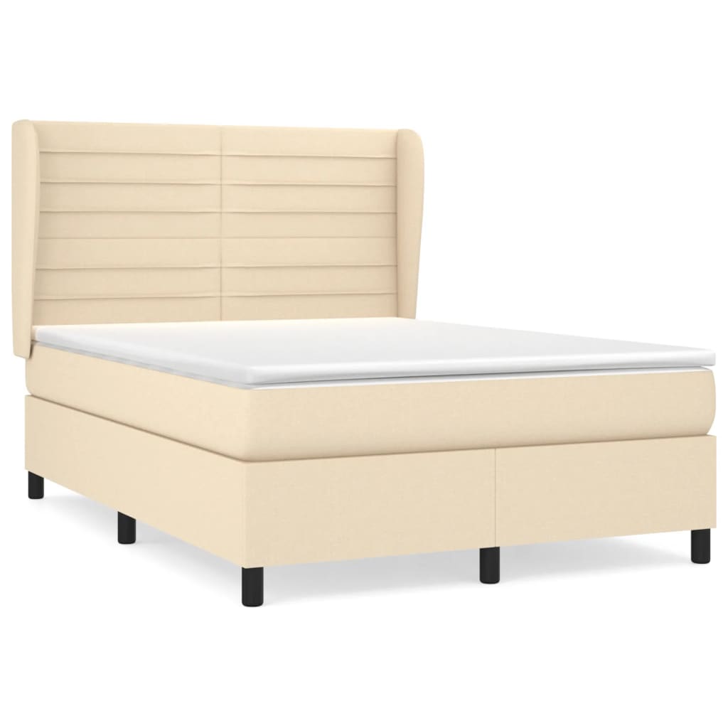 Boxspring met matras stof crèmekleurig 140x200 cm is nu te koop bij PeponiXL, paradijselijk wonen!