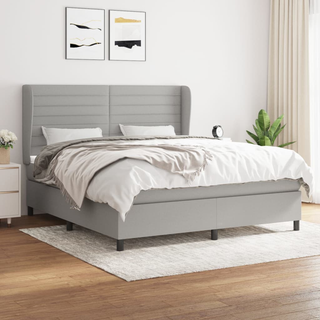Boxspring met matras stof lichtgrijs 160x200 cm is nu te koop bij PeponiXL, paradijselijk wonen!