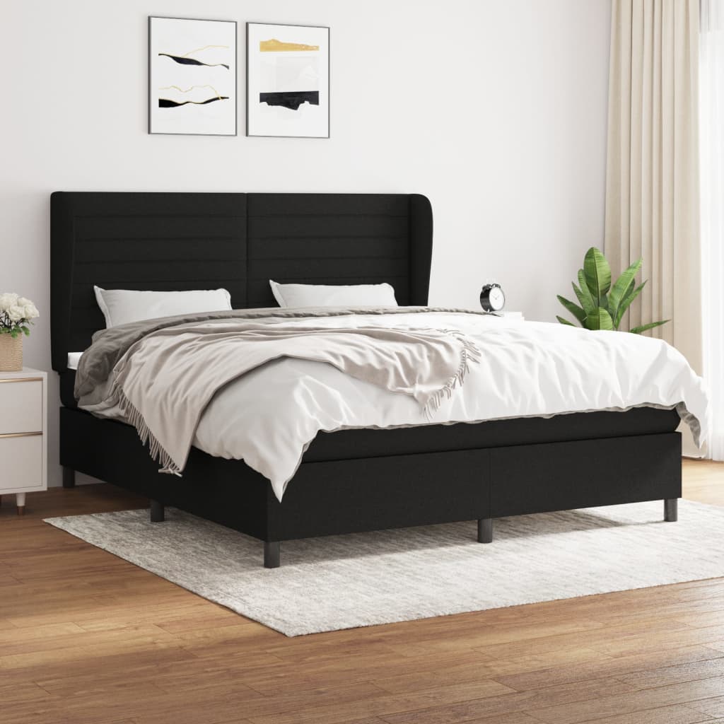 Boxspring met matras stof zwart 160x200 cm is nu te koop bij PeponiXL, paradijselijk wonen!