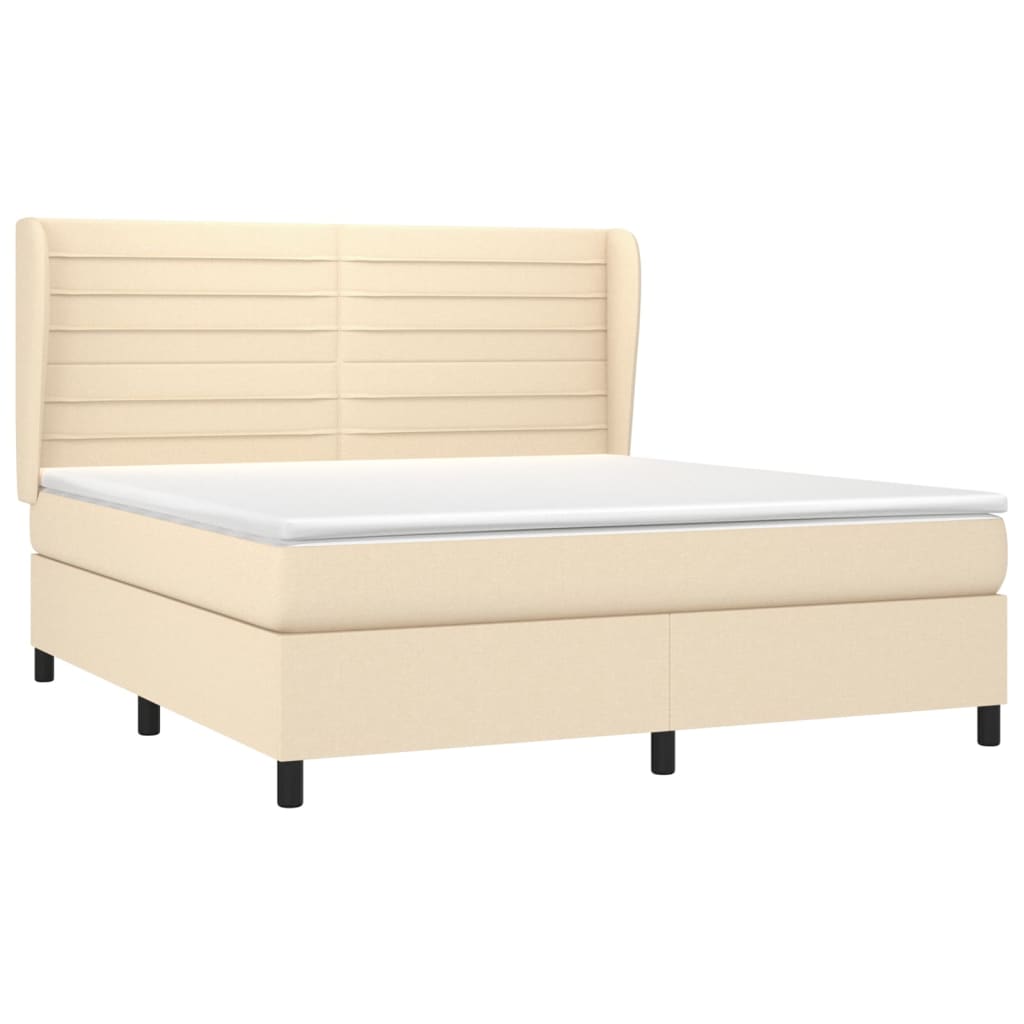 Boxspring met matras stof crèmekleurig 160x200 cm is nu te koop bij PeponiXL, paradijselijk wonen!