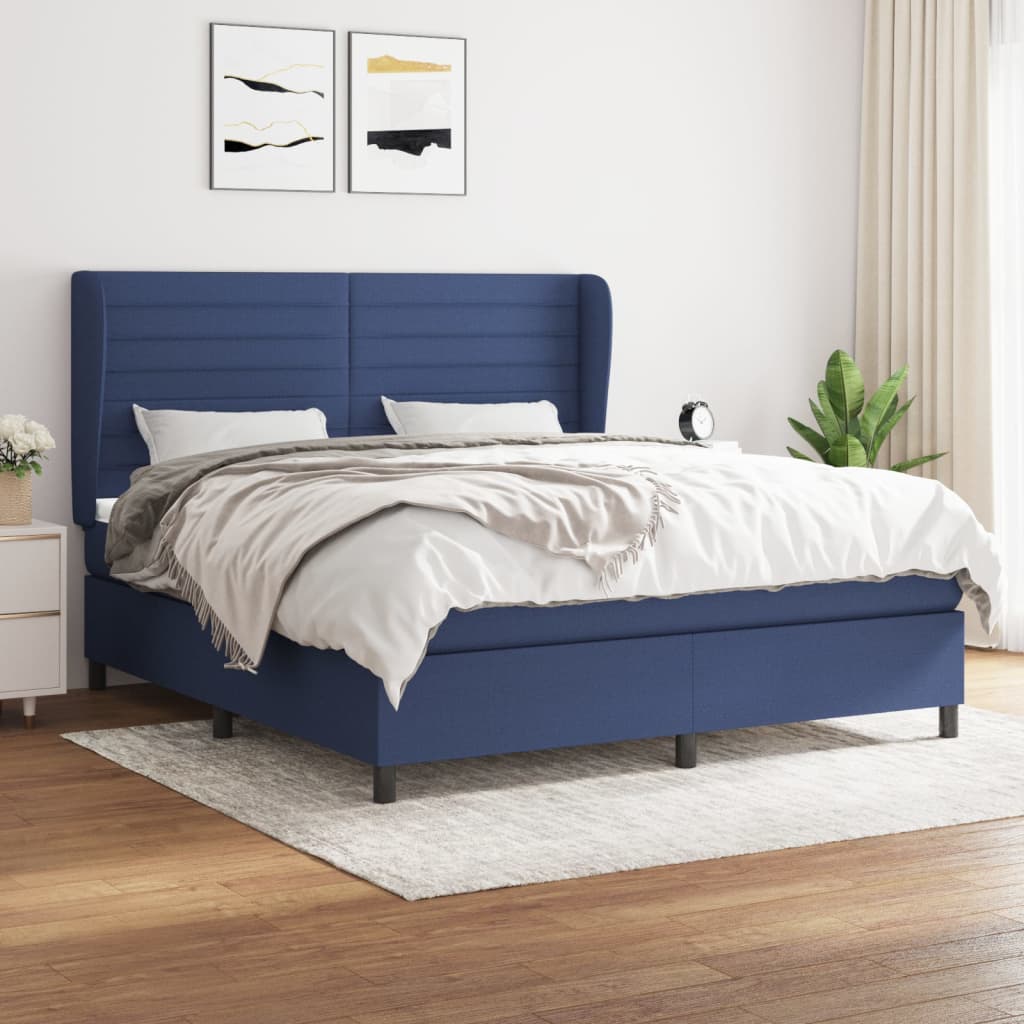 Boxspring met matras stof blauw 180x200 cm is nu te koop bij PeponiXL, paradijselijk wonen!