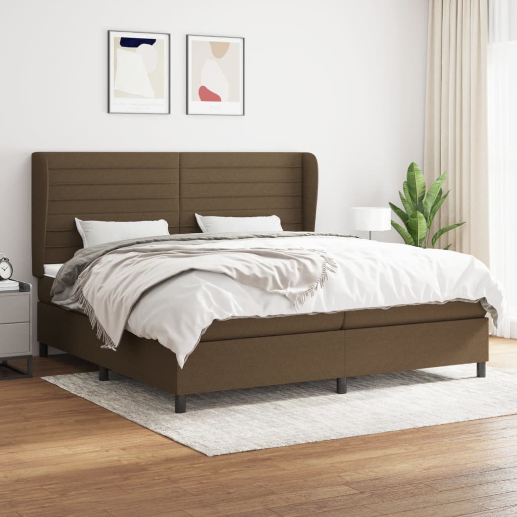 Boxspring met matras stof donkerbruin 200x200 cm is nu te koop bij PeponiXL, paradijselijk wonen!