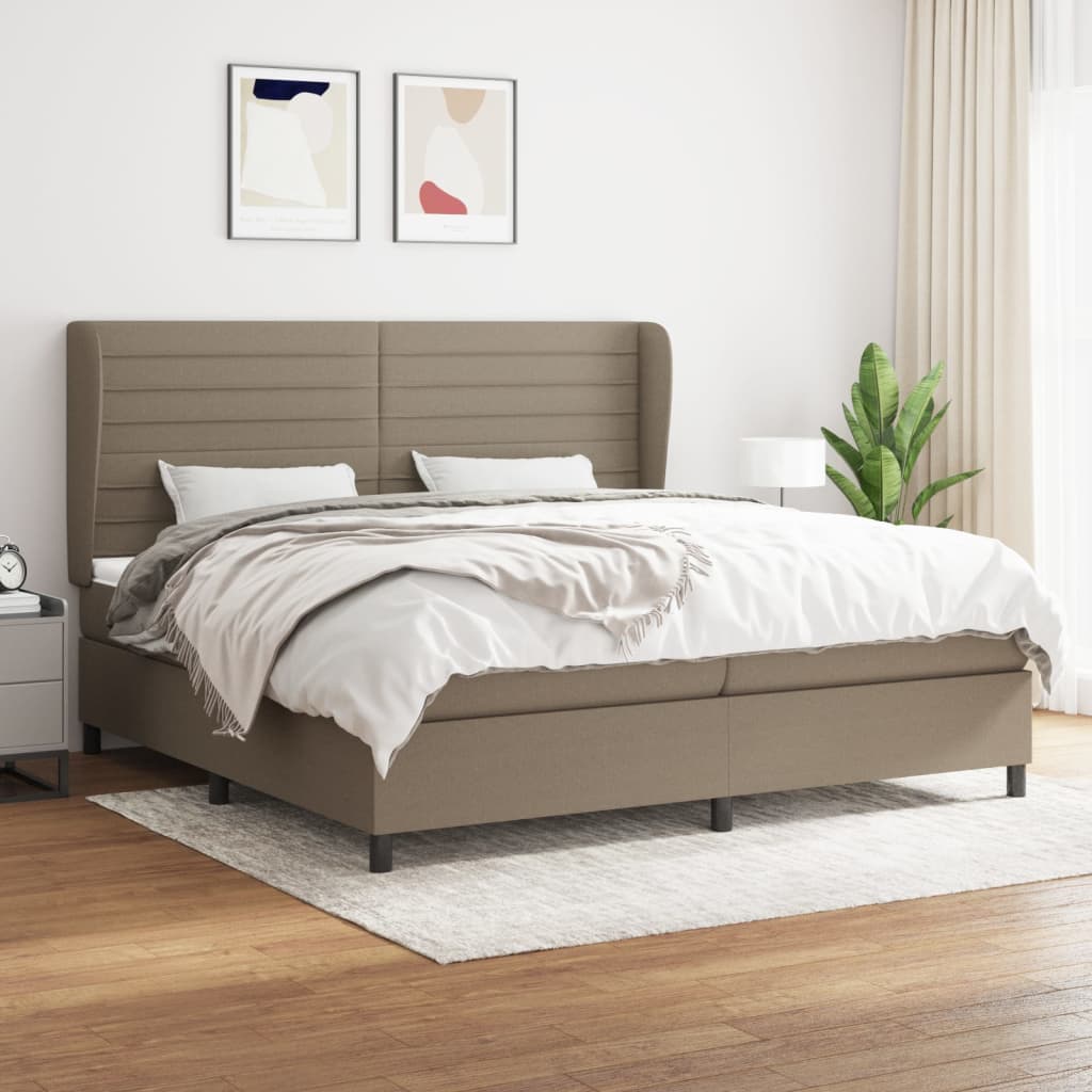 Boxspring met matras stof taupe 200x200 cm is nu te koop bij PeponiXL, paradijselijk wonen!