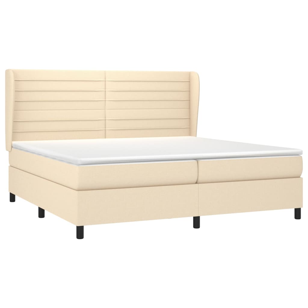 Boxspring met matras stof crèmekleurig 200x200 cm is nu te koop bij PeponiXL, paradijselijk wonen!