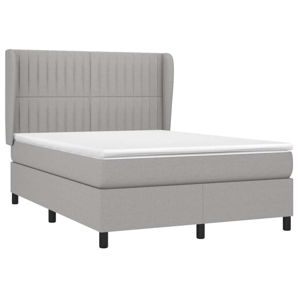 Boxspring met matras stof lichtgrijs 140x190 cm is nu te koop bij PeponiXL, paradijselijk wonen!
