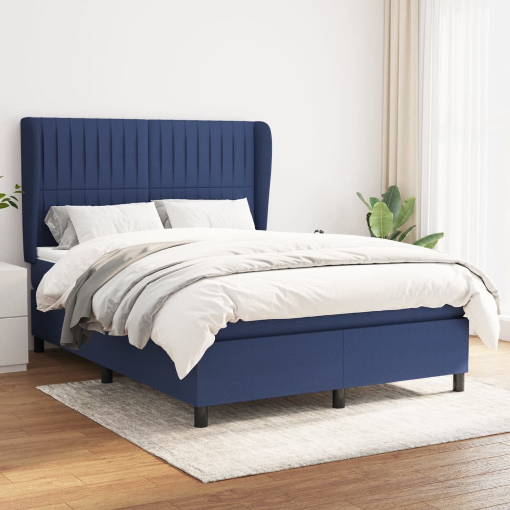Boxspring met matras stof blauw 140x190 cm is nu te koop bij PeponiXL, paradijselijk wonen!