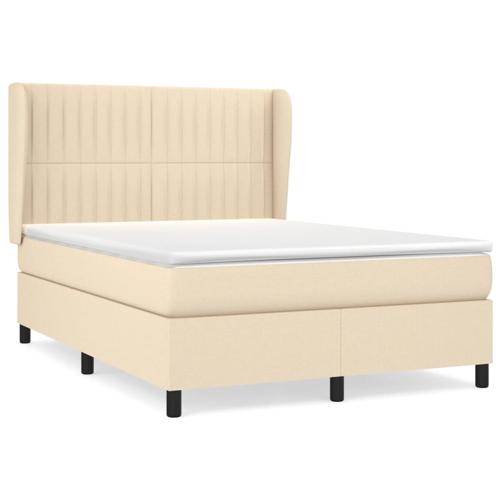 Boxspring met matras stof crèmekleurig 140x200 cm is nu te koop bij PeponiXL, paradijselijk wonen!