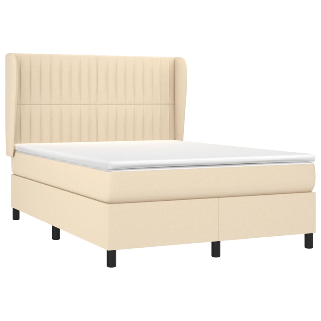 Boxspring met matras stof crèmekleurig 140x200 cm is nu te koop bij PeponiXL, paradijselijk wonen!