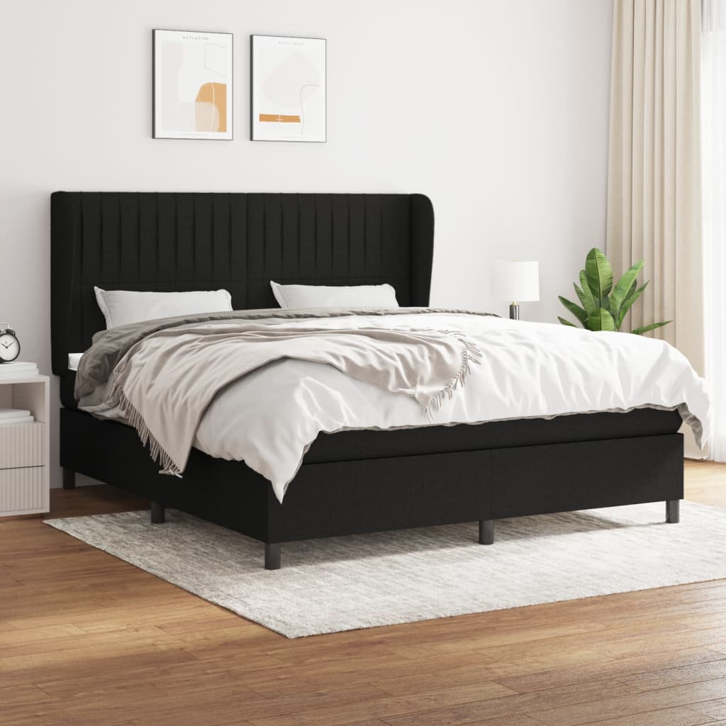 Boxspring met matras stof zwart 160x200 cm is nu te koop bij PeponiXL, paradijselijk wonen!