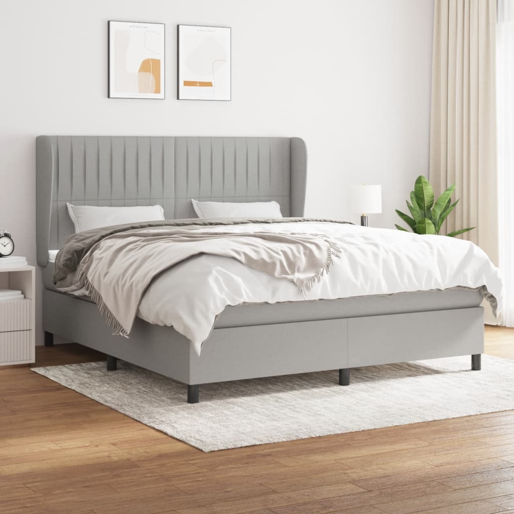 Boxspring met matras stof lichtgrijs 180x200 cm is nu te koop bij PeponiXL, paradijselijk wonen!