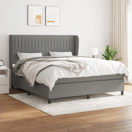 Boxspring met matras stof donkergrijs 180x200 cm is nu te koop bij PeponiXL, paradijselijk wonen!