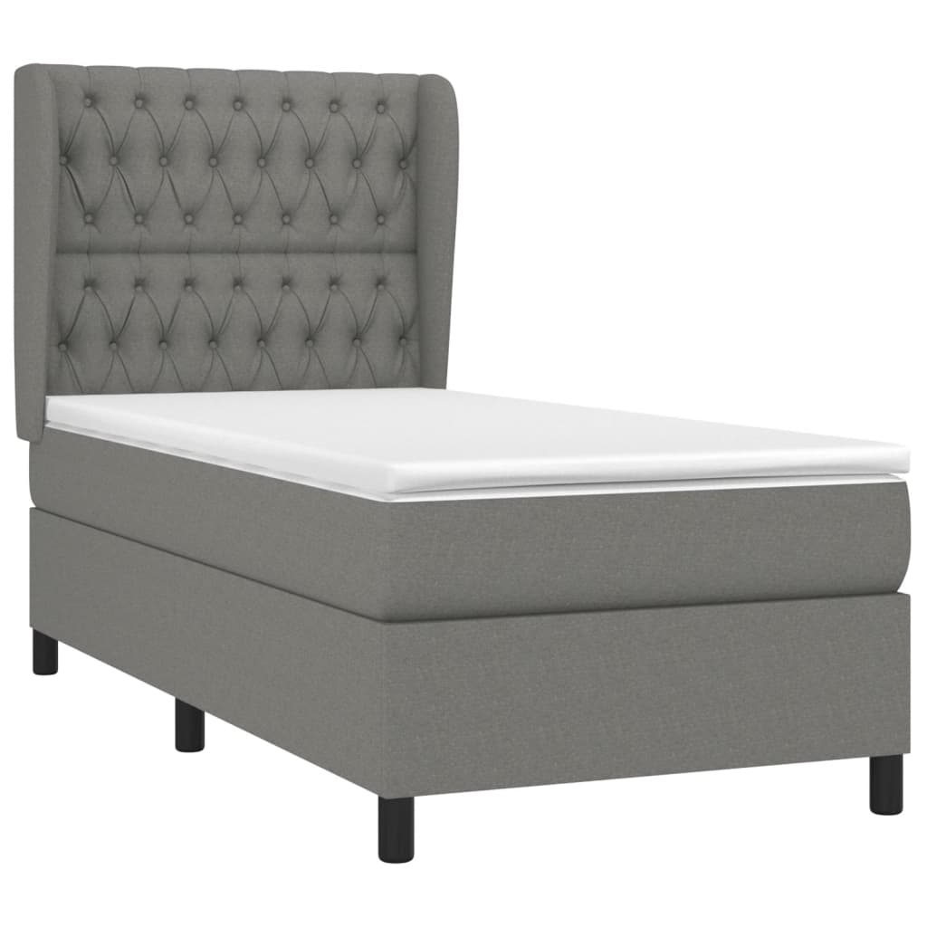 Boxspring met matras stof donkergrijs 100x200 cm is nu te koop bij PeponiXL, paradijselijk wonen!