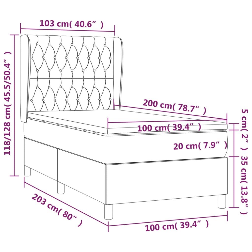 Boxspring met matras stof zwart 100x200 cm is nu te koop bij PeponiXL, paradijselijk wonen!