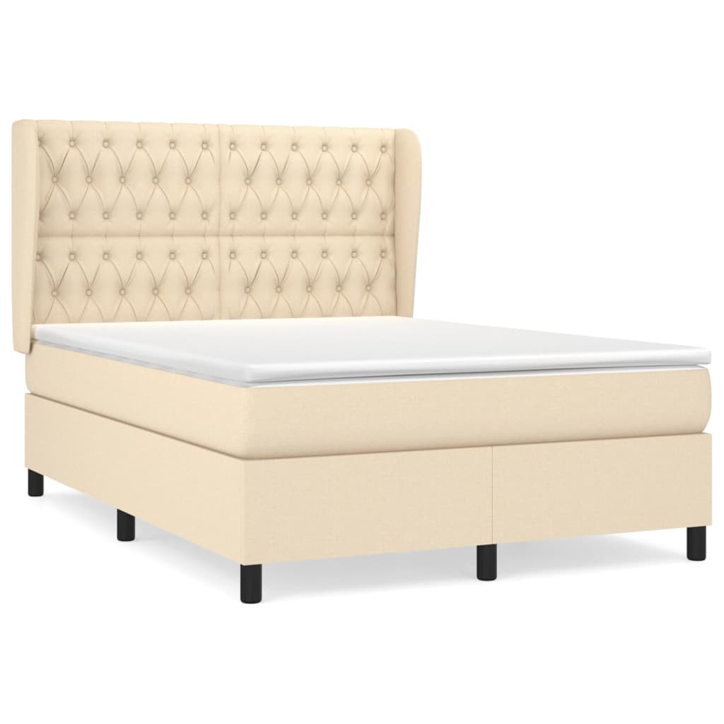 Boxspring met matras stof crèmekleurig 140x200 cm is nu te koop bij PeponiXL, paradijselijk wonen!