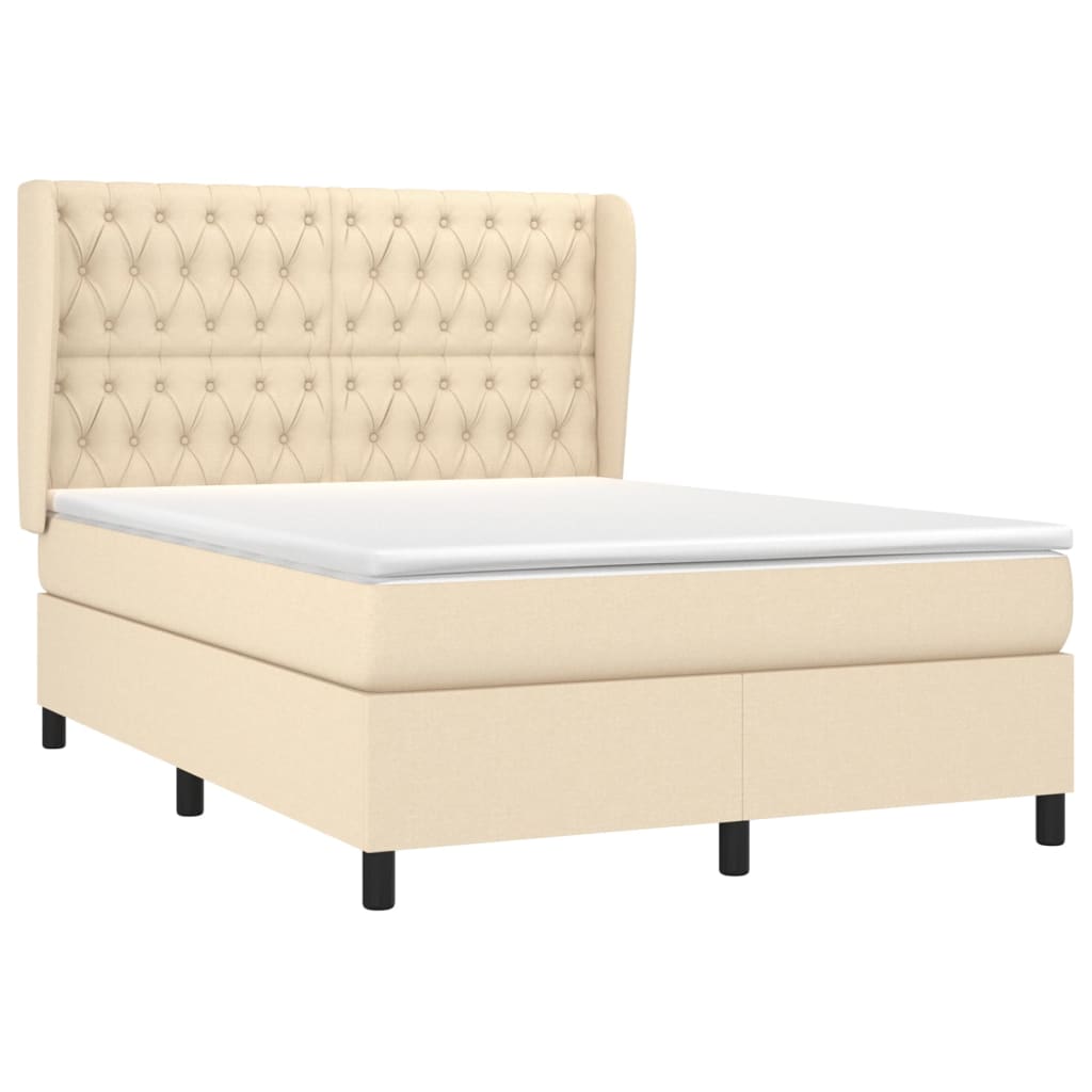Boxspring met matras stof crèmekleurig 140x200 cm is nu te koop bij PeponiXL, paradijselijk wonen!