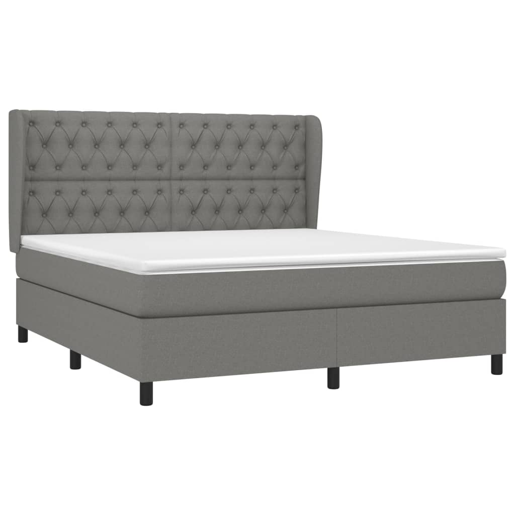 Boxspring met matras stof donkergrijs 160x200 cm is nu te koop bij PeponiXL, paradijselijk wonen!