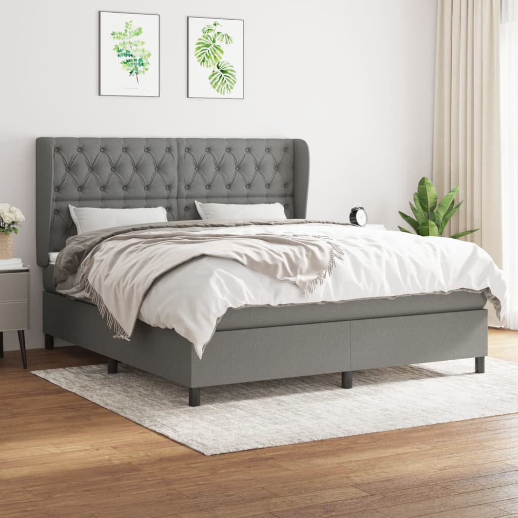 Boxspring met matras stof donkergrijs 160x200 cm is nu te koop bij PeponiXL, paradijselijk wonen!