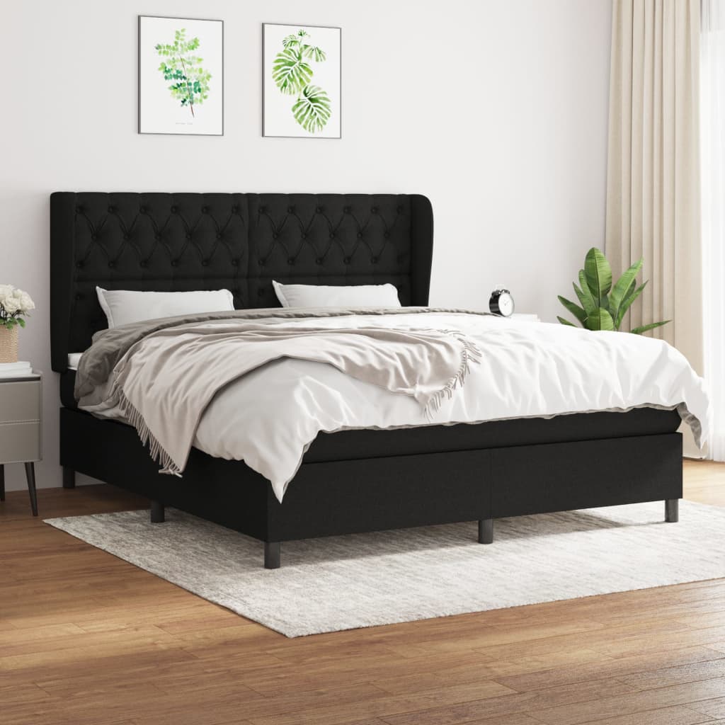 Boxspring met matras stof zwart 160x200 cm is nu te koop bij PeponiXL, paradijselijk wonen!
