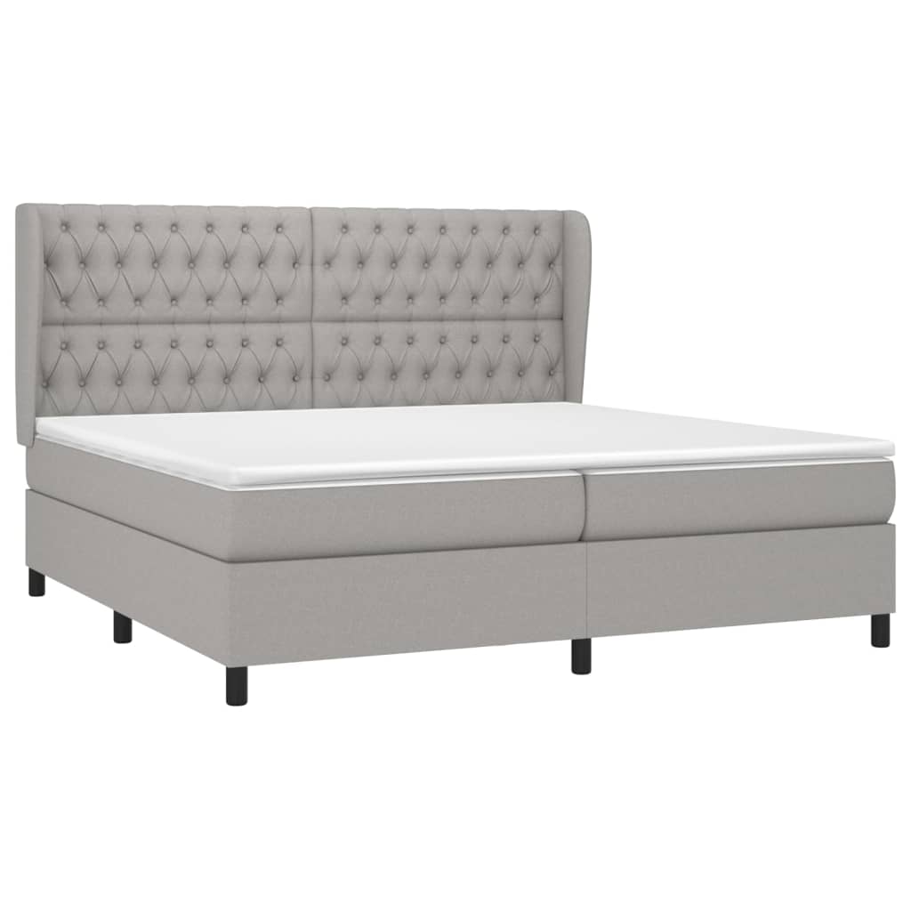 Boxspring met matras stof lichtgrijs 200x200 cm is nu te koop bij PeponiXL, paradijselijk wonen!