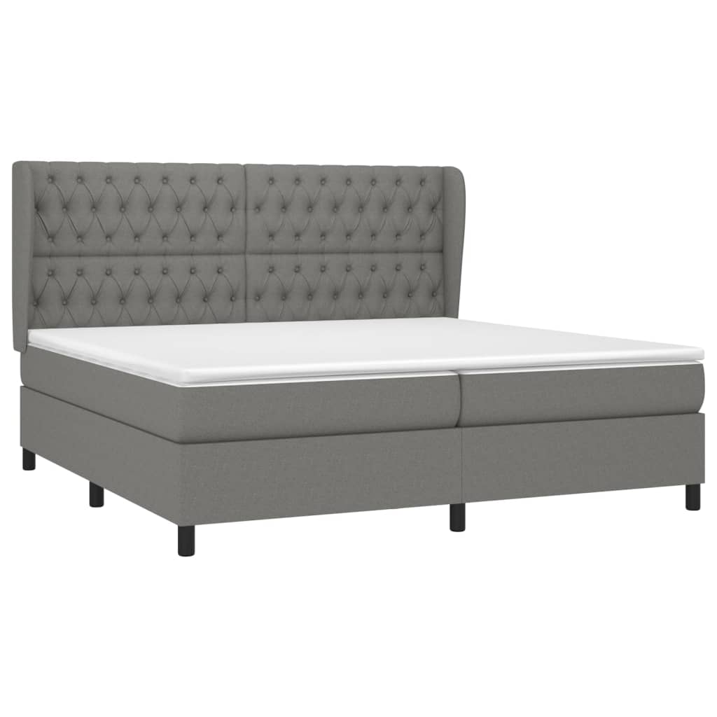 Boxspring met matras stof donkergrijs 200x200 cm is nu te koop bij PeponiXL, paradijselijk wonen!