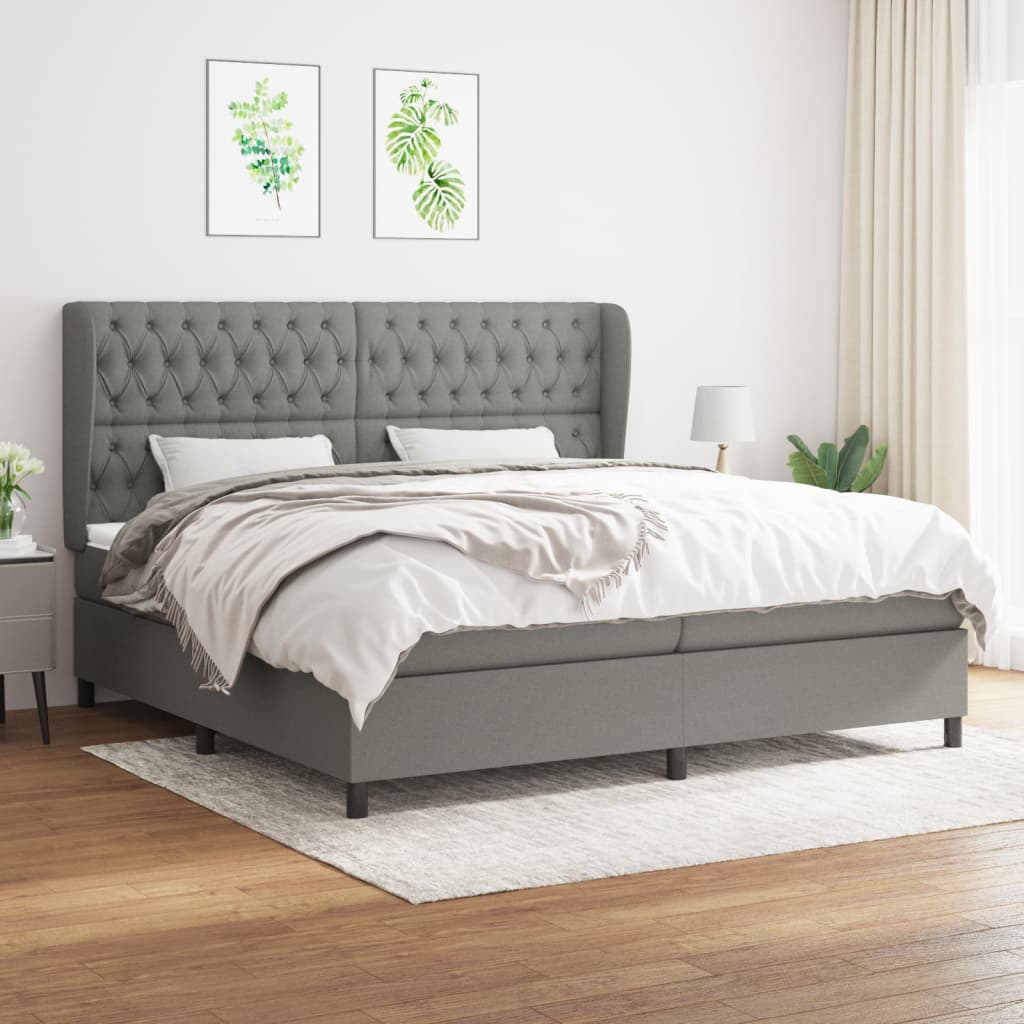 Boxspring met matras stof donkergrijs 200x200 cm is nu te koop bij PeponiXL, paradijselijk wonen!