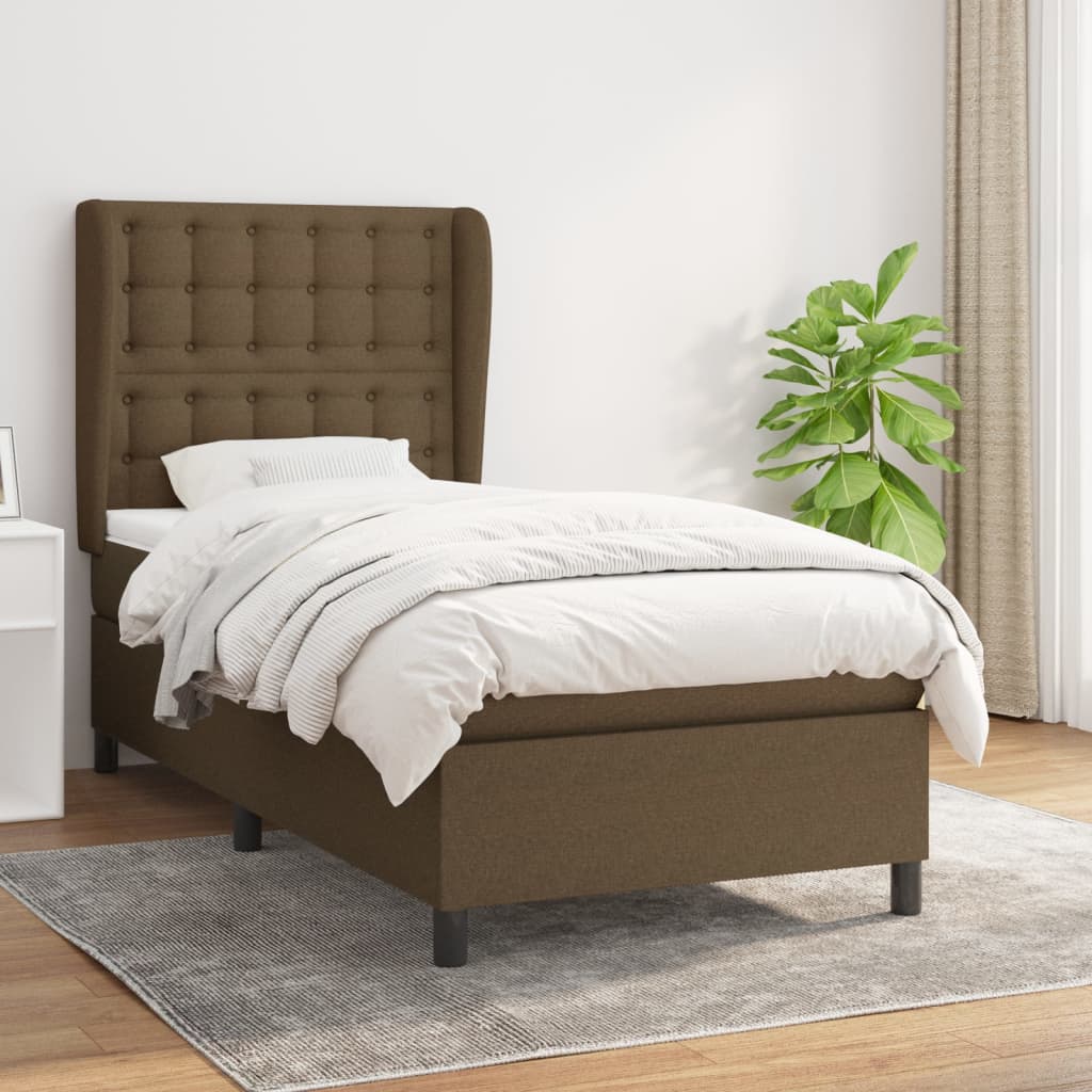 Boxspring met matras stof donkerbruin 80x200 cm is nu te koop bij PeponiXL, paradijselijk wonen!