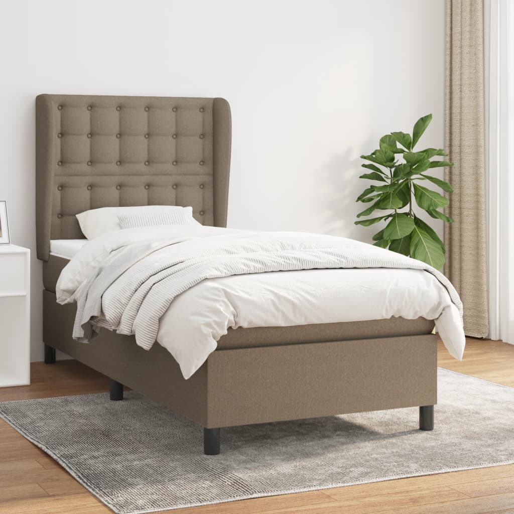 Boxspring met matras stof taupe 90x190 cm is nu te koop bij PeponiXL, paradijselijk wonen!